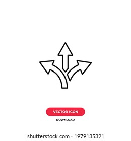 Vector de iconos de tres vías. Señal de ruta