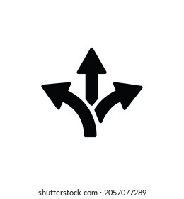 Three way icon vector. Way sign