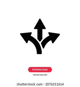 Three way icon vector. Way sign
