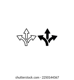 Three way icon vector. Way sign