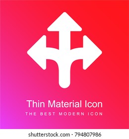 Three way intersection red and pink gradient material white icon minimal design