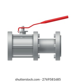 Three way T shaped shut off ball valve design on white background for industrial applications