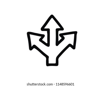 three ways hand drawn icon , designed for web and app