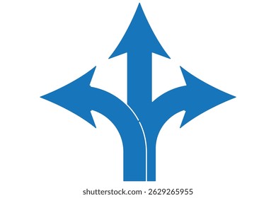 Three ways, icon in line design. Three, ways, direction, choice, path, junction, split on white background vector. Three ways editable stroke icon EPS 10
