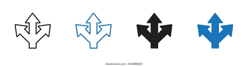 Three ways icon linear graphics set vector in black