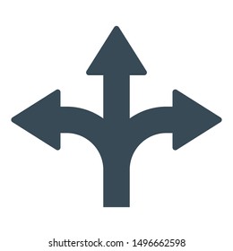 Three ways road direction icon. vector graphics.