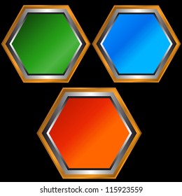 Three web icons on a white background