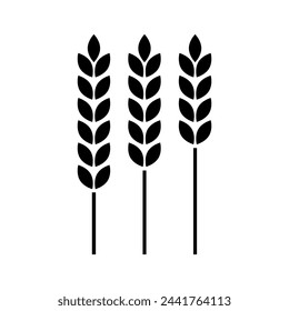 Three wheat ears icon. Agriculture symbol. Organic produce. Vector illustration. EPS 10.