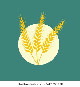 A three Wheat icons illustration isolated in a green background