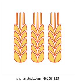 Three Wheat symbol sign flat icon on background