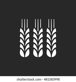 Three Wheat symbol sign silhouette icon on background