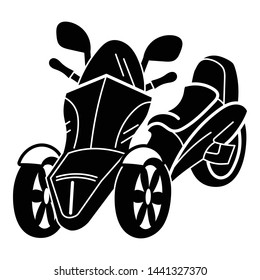 Three wheel motorbike icon. Simple illustration of three wheel motorbike vector icon for web design isolated on white background