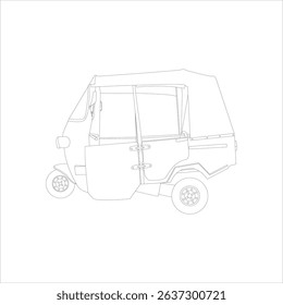 three wheeled vehicle vector side view