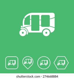 Three Wheeler Rickshaw Icon on Flat UI Colors with Different Shapes. Eps-10.