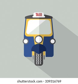 Three Wheelers Taxi Front View Vector Illustration 