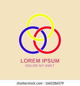 Tres ruedas azul amarillo y rojo logotipo agradable para el logotipo que significa unidad