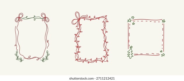 Three Whimsical Christmas Doodle Frames