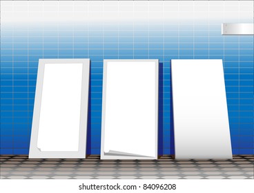 Three white advertising stands. Vector.