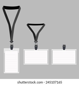 Three White Blank Lanyard With Grey Holder, Name Badge, Vip Pass, Lanyard Pass