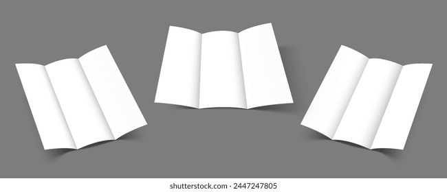 Three White Blank Paper Mockup On Transparent Background. EPS10 Vector