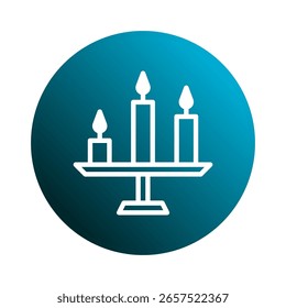 Tres velas blancas en un círculo verde azulado crean un Diseño gráfico elegante y relajante para sus necesidades
