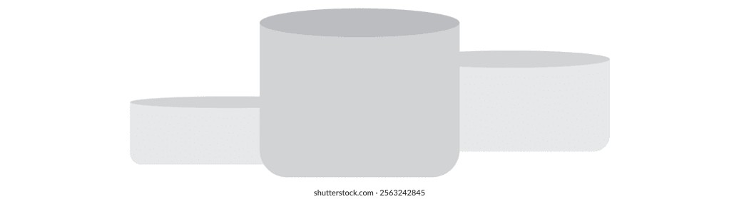 Three white circle podiums stage background, Vector illustration.