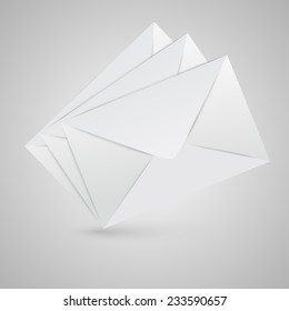 Three white closed envelopes, vector