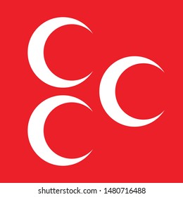 Three white crescents on red is the symbol of the Turkish patriots - Eps 10 vector and illustration