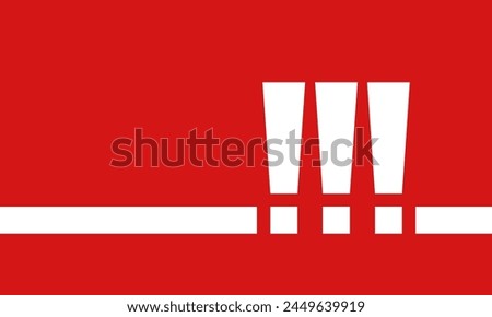 three white exclamation points on red background, alert or attention information, warning message or important announcement