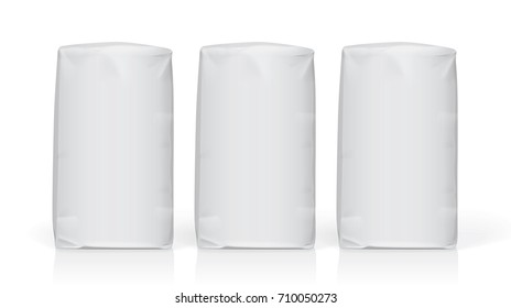 three white paper packages Easy to change colors Mock Up Vector Template