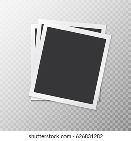 Three white photo frames on a transparent background