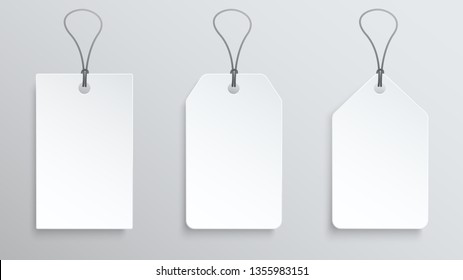 Three White Price Tag. Vector Label Template