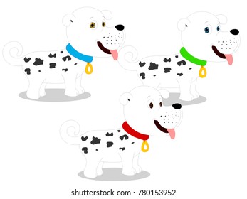 Three White Puppies - Dog collection - Cartoon Vector Image