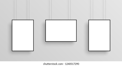 Three White Realistic Poster Mockup Black Stock Vector (Royalty Free ...