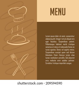 three white sketches of menu icons and some text
