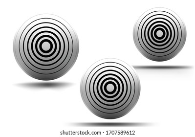  tres esferas blancas sobre un fondo claro con anillos negros. Imagen vectorial de un minimalismo moderno. EPS 10
