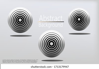 three white sphere on a light background with black rings. Vector illustration of a modern minimalism. EPS 10