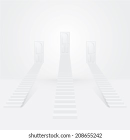 three white stairs up to the doors