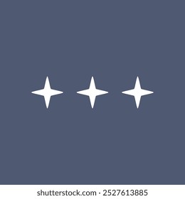 three white stars in flat vector design.