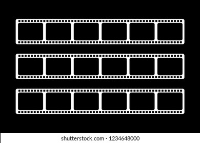 Three white video footage are shown on a black background.