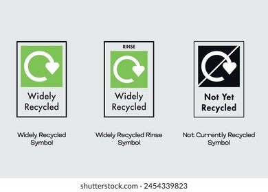 Three widely recycled simbols for designer to apply in the packagin