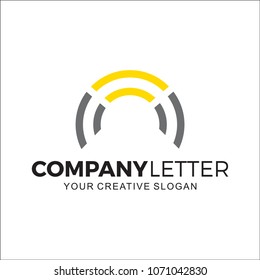 Three Wifi Symbol Unique Half Round Design Logo