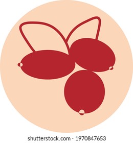Tres bayas silvestres, ilustración de icono, vector sobre fondo blanco