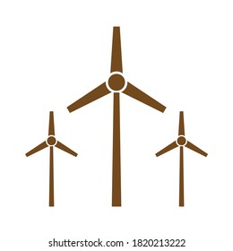 three wind power icon on white background, vector illustration