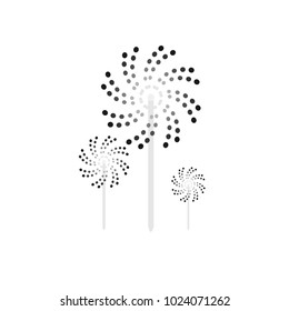 Three wind turbines are rotating.Used in printing and web.