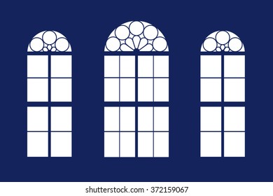 Three windows - Old church window - Silhouette - Vista - vector graphics