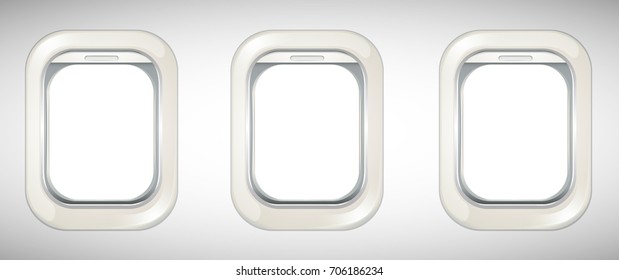 Three windows on airplane illustration