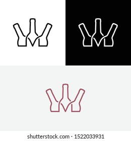Three Wine Bottle Icon Logo