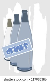 Three wine bottles. Vector