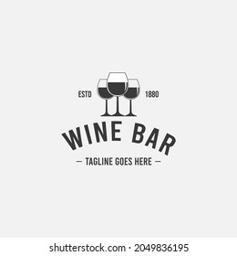 Three Wine Glass. Wine Bar Logo Concept For Wine Shop, Company, Bar And Website. Vector EPS 10